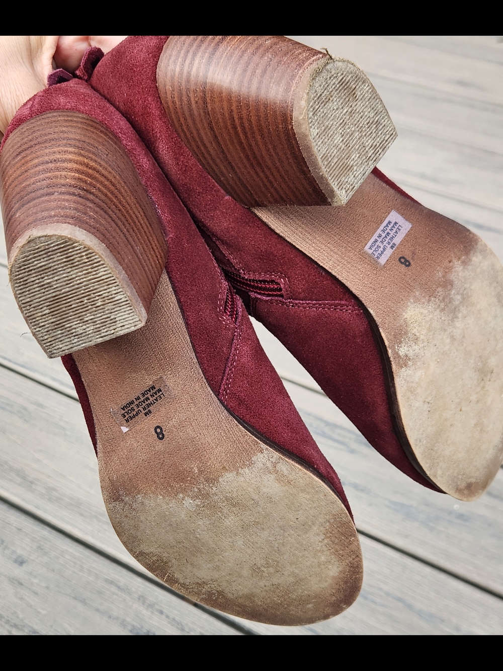 Diba Burgundy Suede Ankle Booties with Buckle Accent - Picture 7 of 8